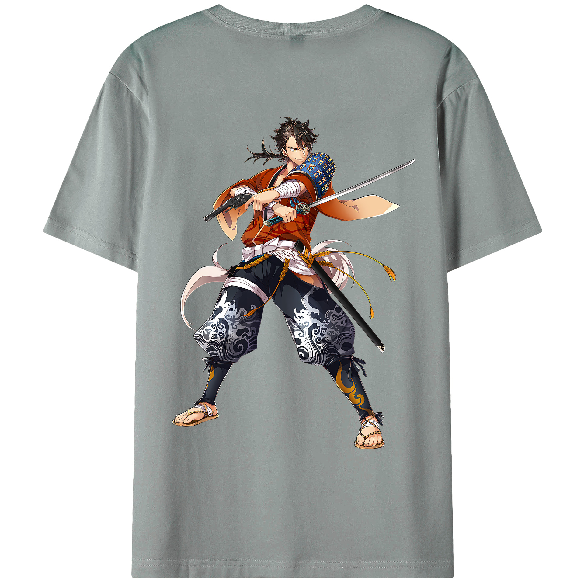 （画像用） 刀剣乱舞 Touken Ranbu 綿100％ メンズ半袖Tシャツ（バックプリント） 通気性